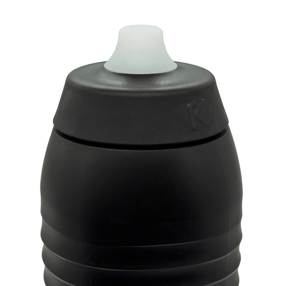 Schwarze Keego Trinkflasche mit Easy Clean Noppe aus reinem Silikon weiss