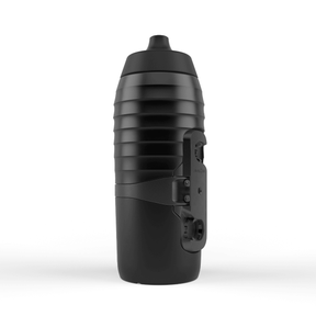 Black TWIST x KEEGO 0.6L bicycle bottle upright with the uni connector visible 